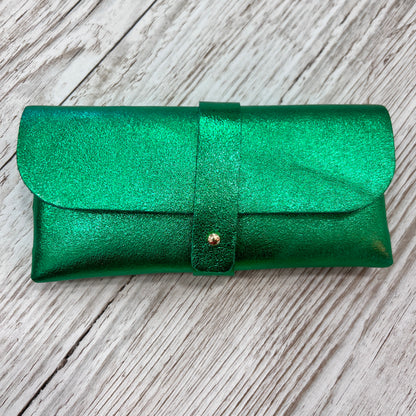 Metallic Leather Glasses Case