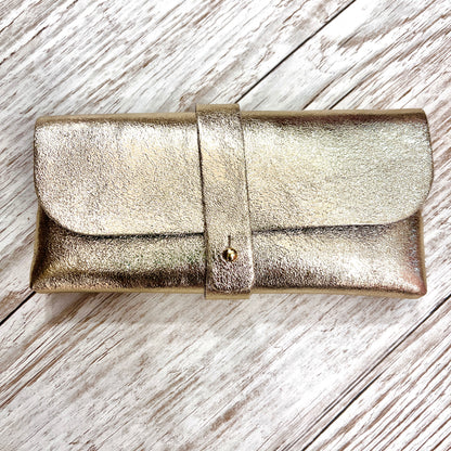 Metallic Leather Glasses Case
