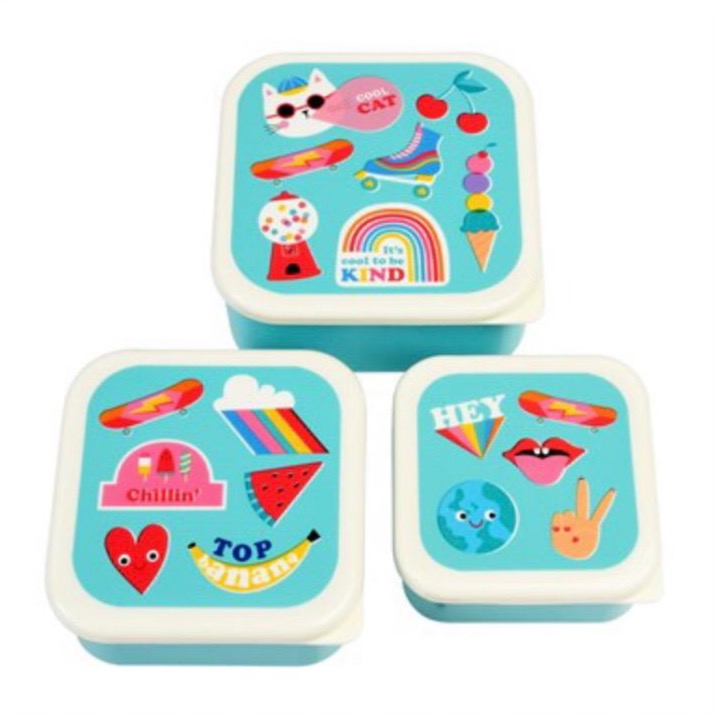 For snacking on the go, look no further than these Lunch box sets. This cute set contains three different sizes of snack box, and the nesting design allows for safe and compact storage when not in use. Glitter & Mud