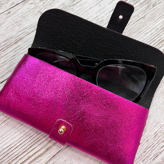 Metallic Leather Glasses Case